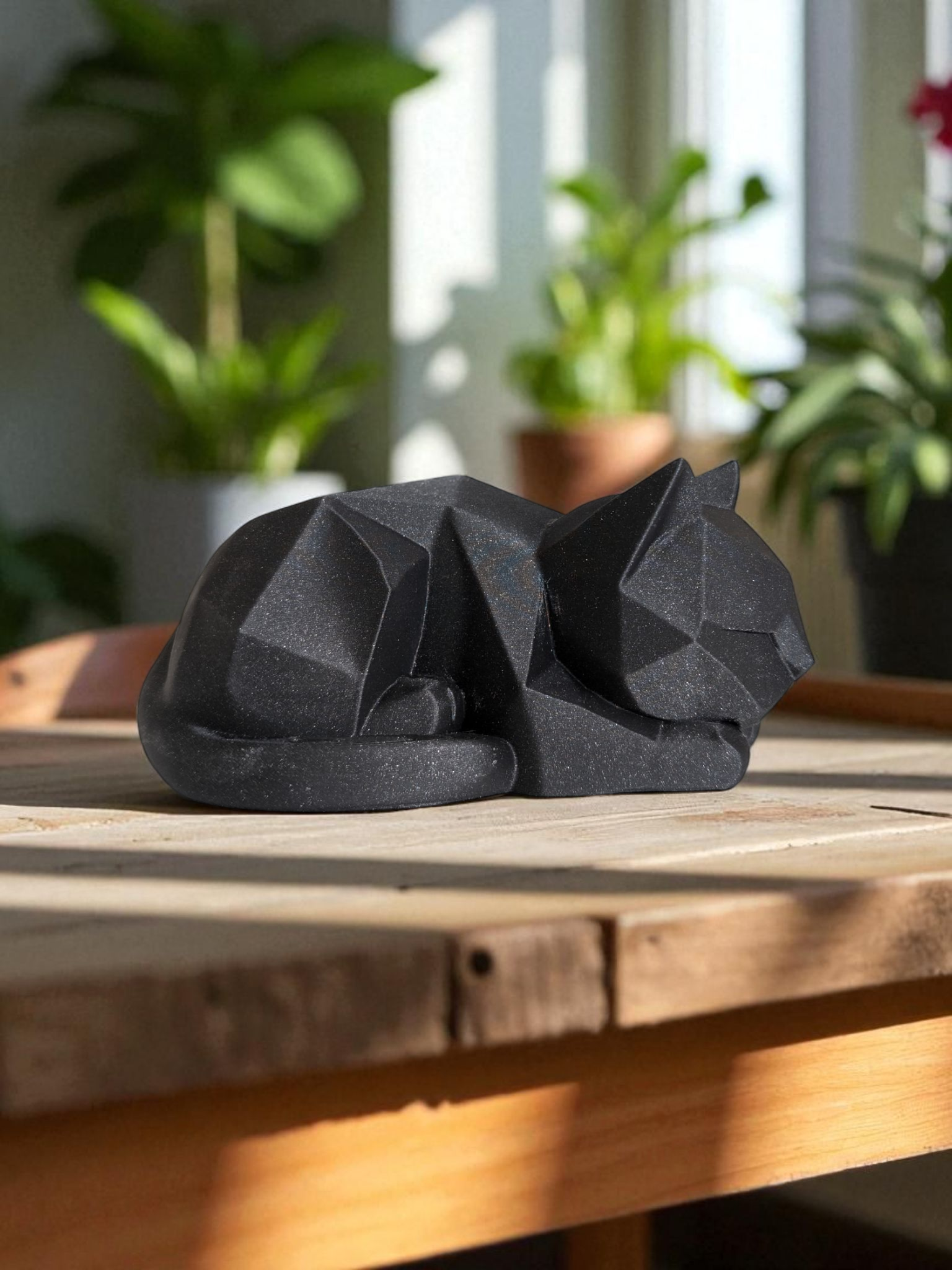 Cute Waiting Low Poly Kitten - Side View